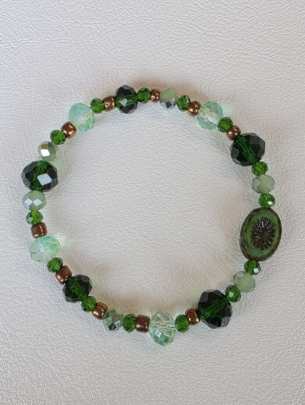 Handcrafted Green Crystal Beaded Bracelet